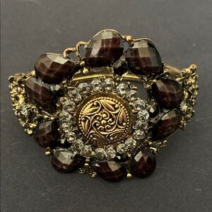 Vintage unique gold and brown statement bracelet
